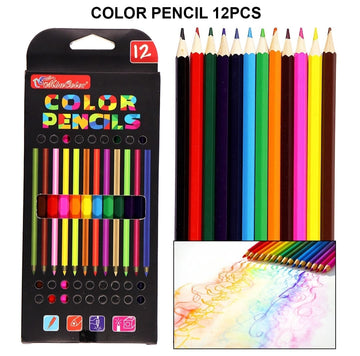 Set of 12 Soft Wood Color Pencils for Precise Details and Blending