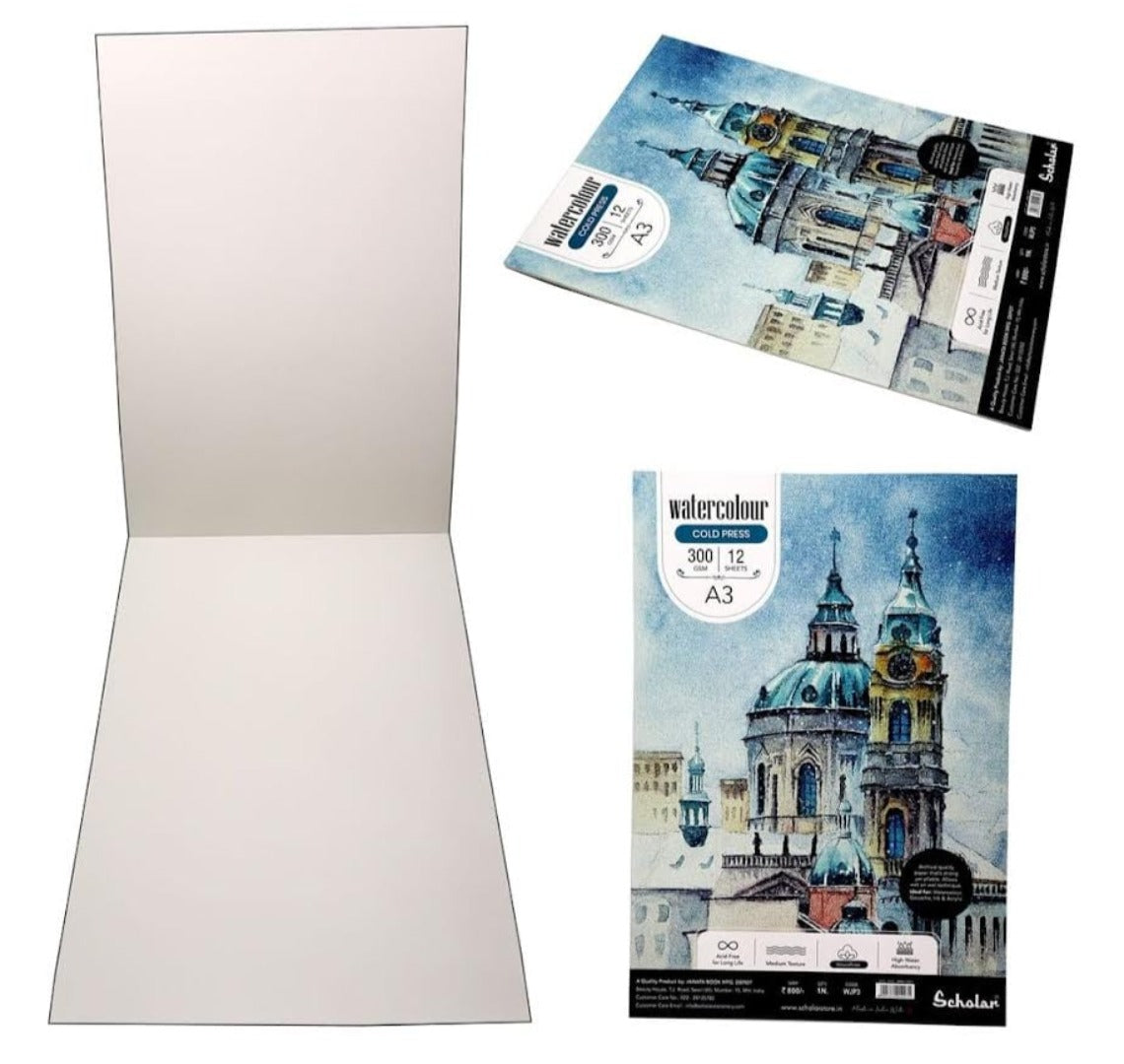 JAGS A4 Water Color Pad, 300 GSM, Contains 12 Sheets