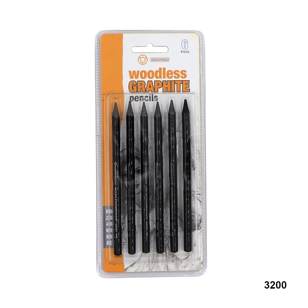 woodless charcoal pencil 6pcs set soft/