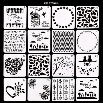Stencil 6X6 (Pack of 1 stencil of assorted design)