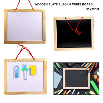 Wooden Slate Black & White Board 30*25cm