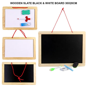 Wooden Slate Black & White Board