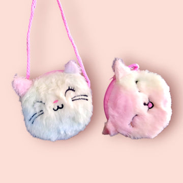 unicorn children shoulder bag coin purse - 10x10cm soft plush ( Contain 1 Unit ) assorted color
