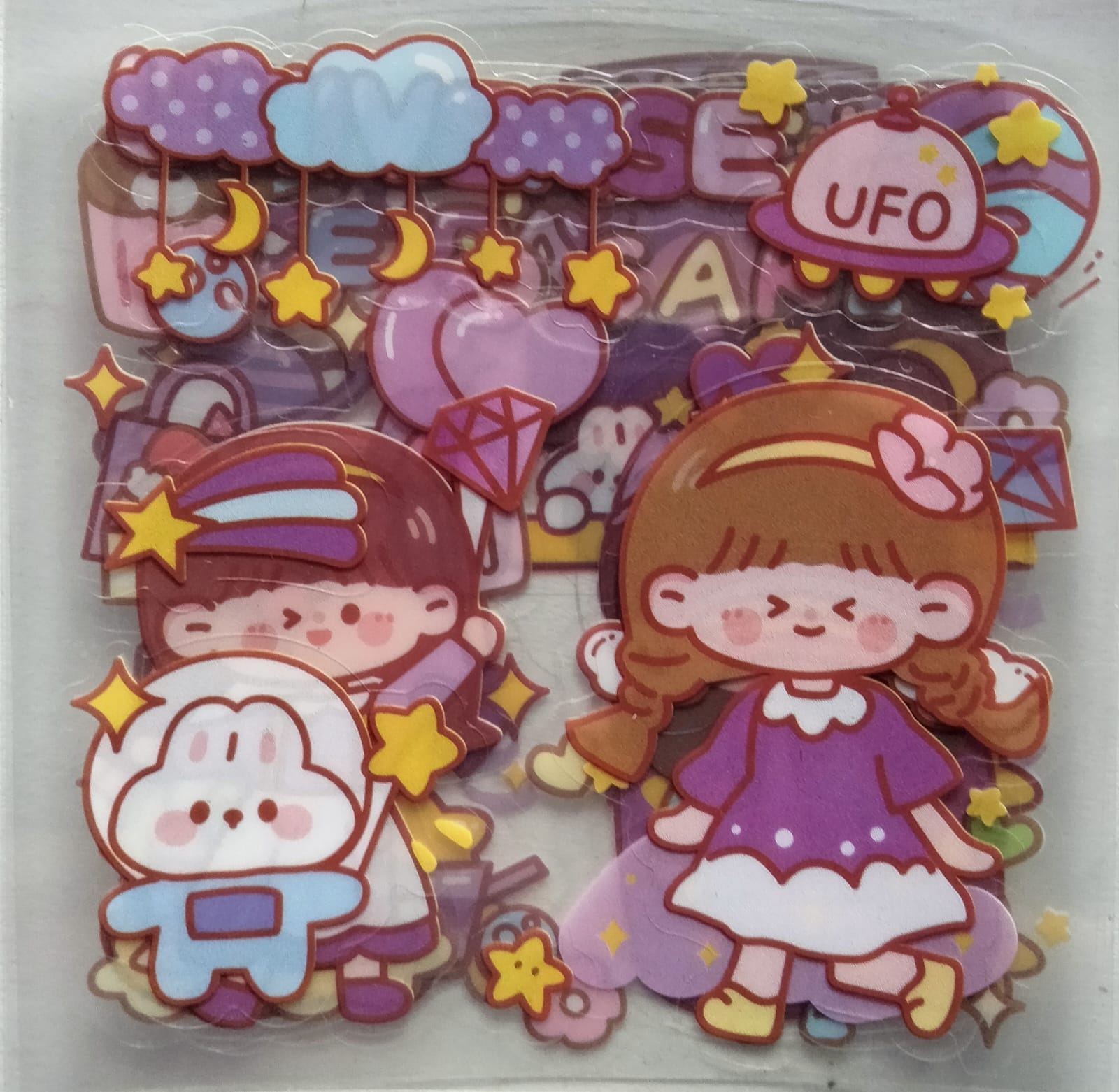Sun international 5 Sheets MAGIC All surface Sticking kawaii stickers (works for resin too)