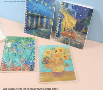 Premium Van Gogh Spiral Ruled Diary (Contain 1 Unit) assorted designs  - 100 Pages of Artistic Inspiration