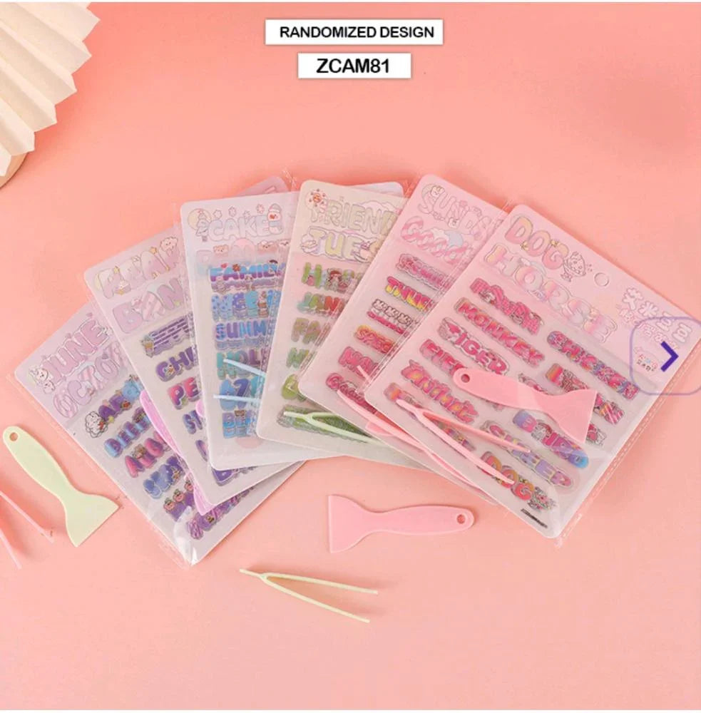 Sun international (Pack of 4) Suatelier Korean mood booster Journaling stickers-Kawaii Style