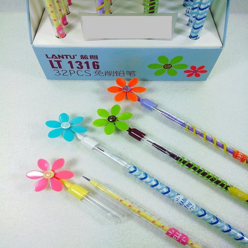 Spinner floral lead pencil with Push type I Stationery return gift