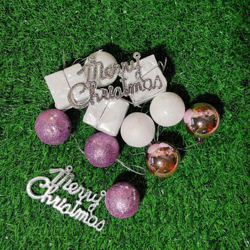 Christmas Tree Decoration- Tree ornaments (  colour balls,small gift box & merry chirstmas tag)