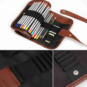 Organize Your Pens, Paint Brushes, and More with a 36 Slot Roll-Up Pouch Holder