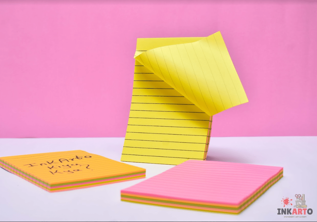 jai ambe novelties Ruled sticky notes in neon colours (Pack of 100 sheets)- 3x5