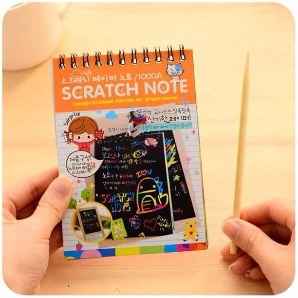 Paradise Soft Toys School Project A6 Scratch Book -(A Book of 10 Sheets Kids Painting Set Scratch Paper Colorful Magic Scratch Art Painting Paper with Drawing Stick Baby Playing Toys