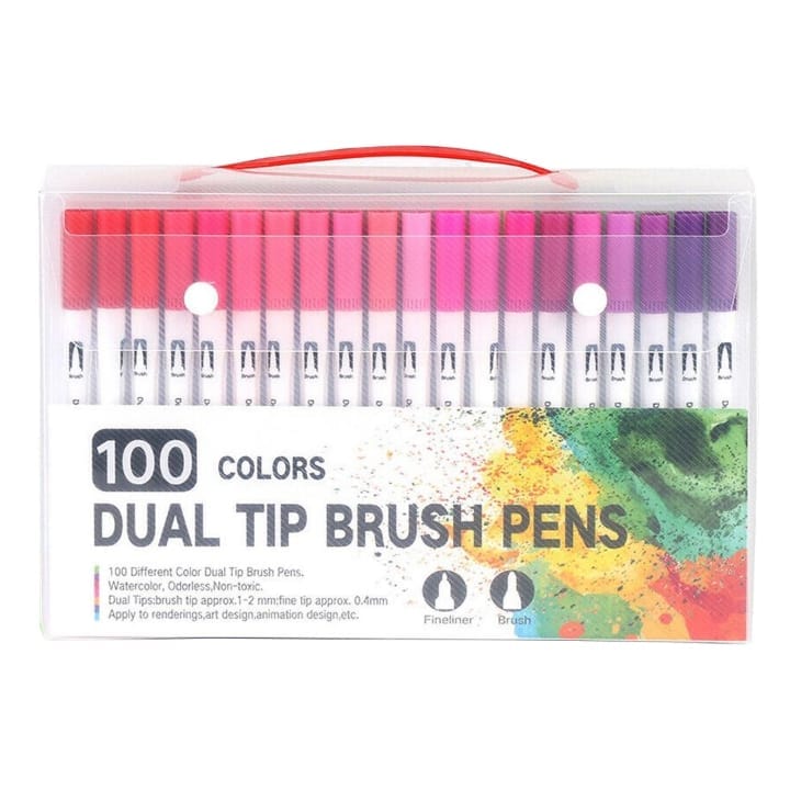120pcs Mixed Color Dual Tip Brush Marker Pen, Brush Tip And
