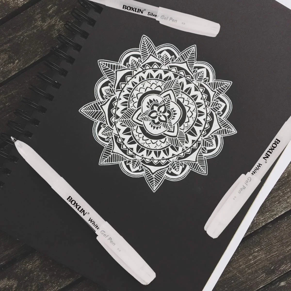 Silver Gel Pen, Mandala White Pen for doodling and project with Thin Tip perfect for doodling,writing and is waterproof.
