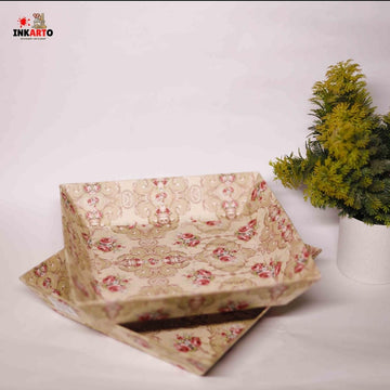 vivara prashant Hamper Supplies Floral Decorative Tray for Gifting, storage and Hamper box- 11X 9.5 (RECTANGLE)