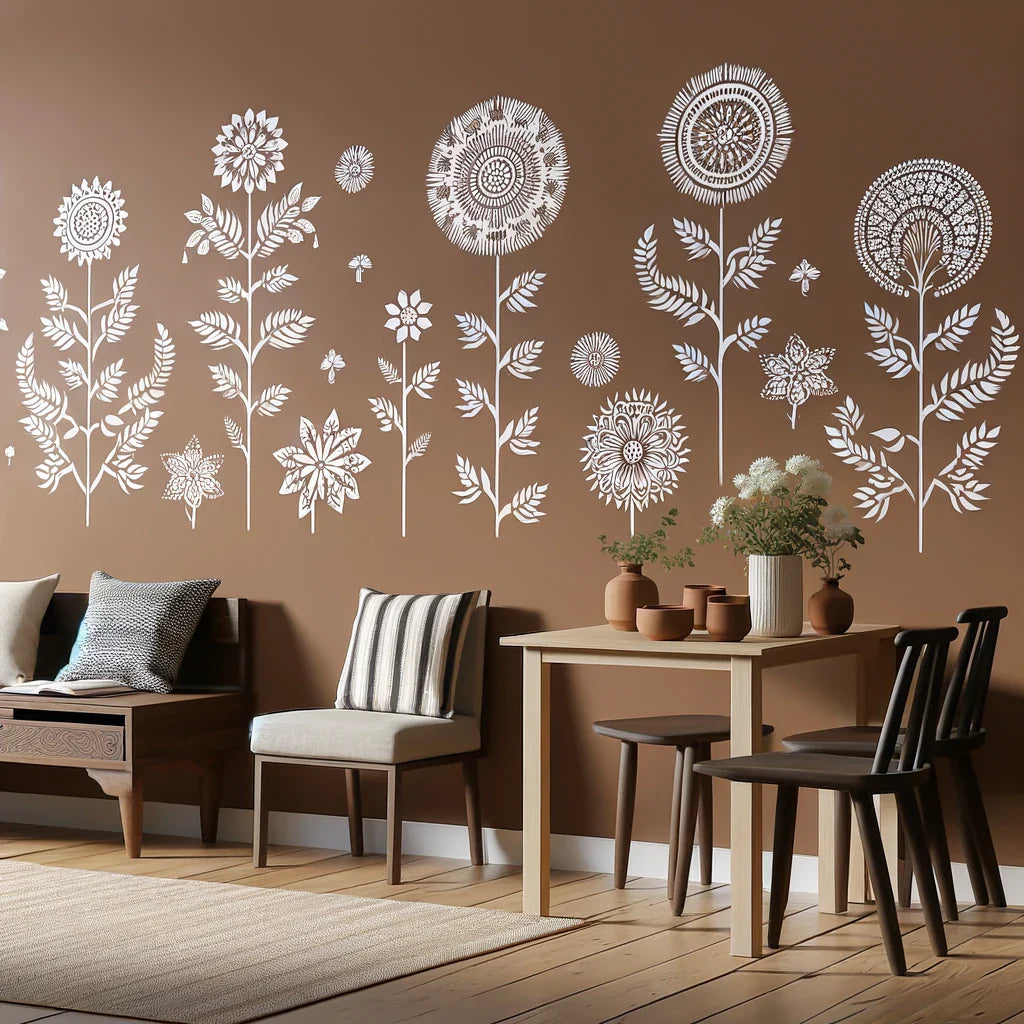 Floral Design Stencil wall art 