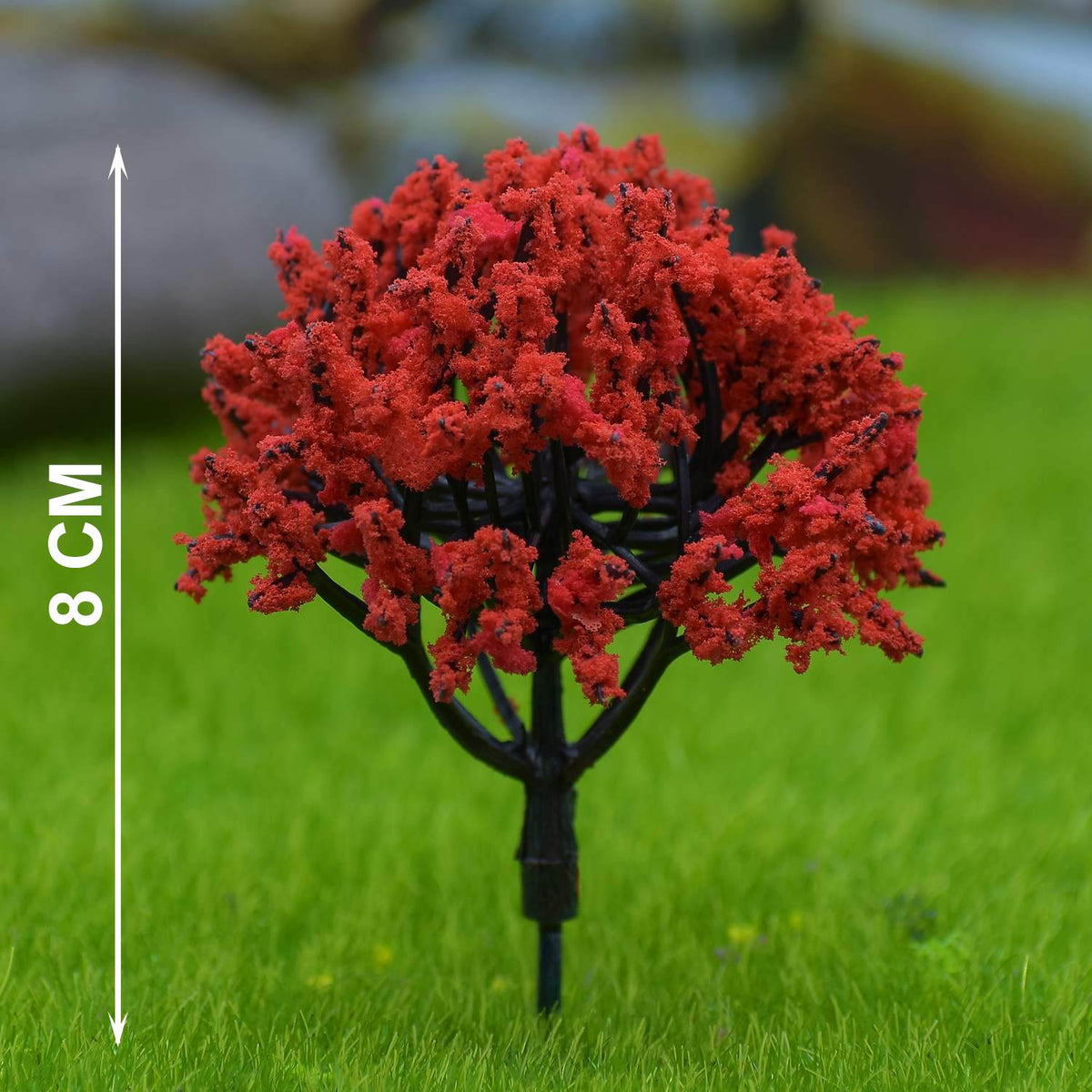 Artificial Miniature Red Tree – 80mm Decorative Showpiece, 1 Piece