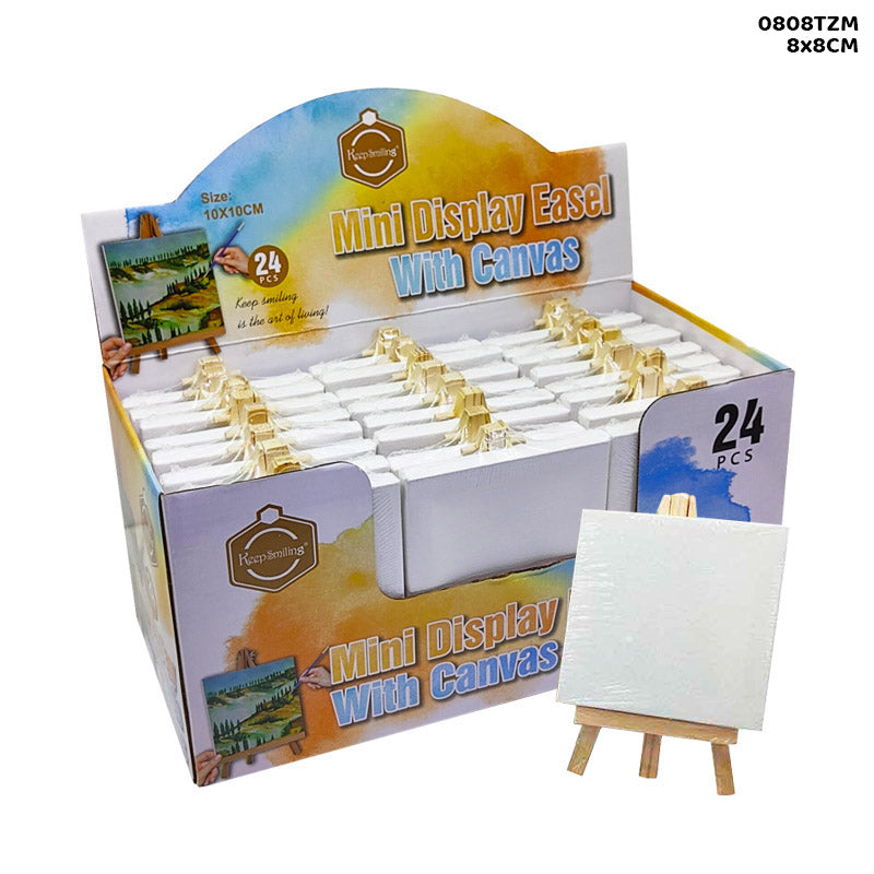 Mini Canvas & Easel White 8x8cm - Tabletop Painting Set