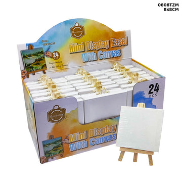 Mini Canvas & Easel White 8x8cm - Tabletop Painting Set