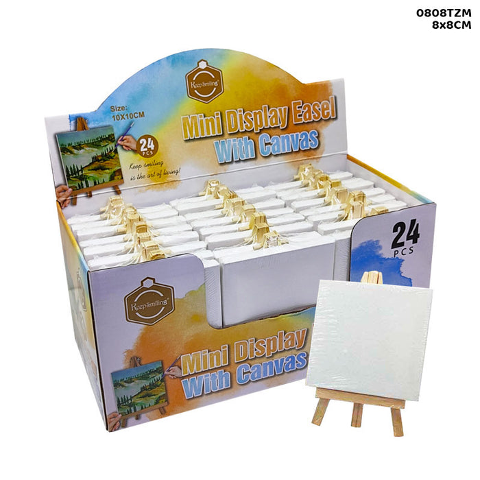 Mini Canvas & Easel White 8x8cm - Tabletop Painting Set