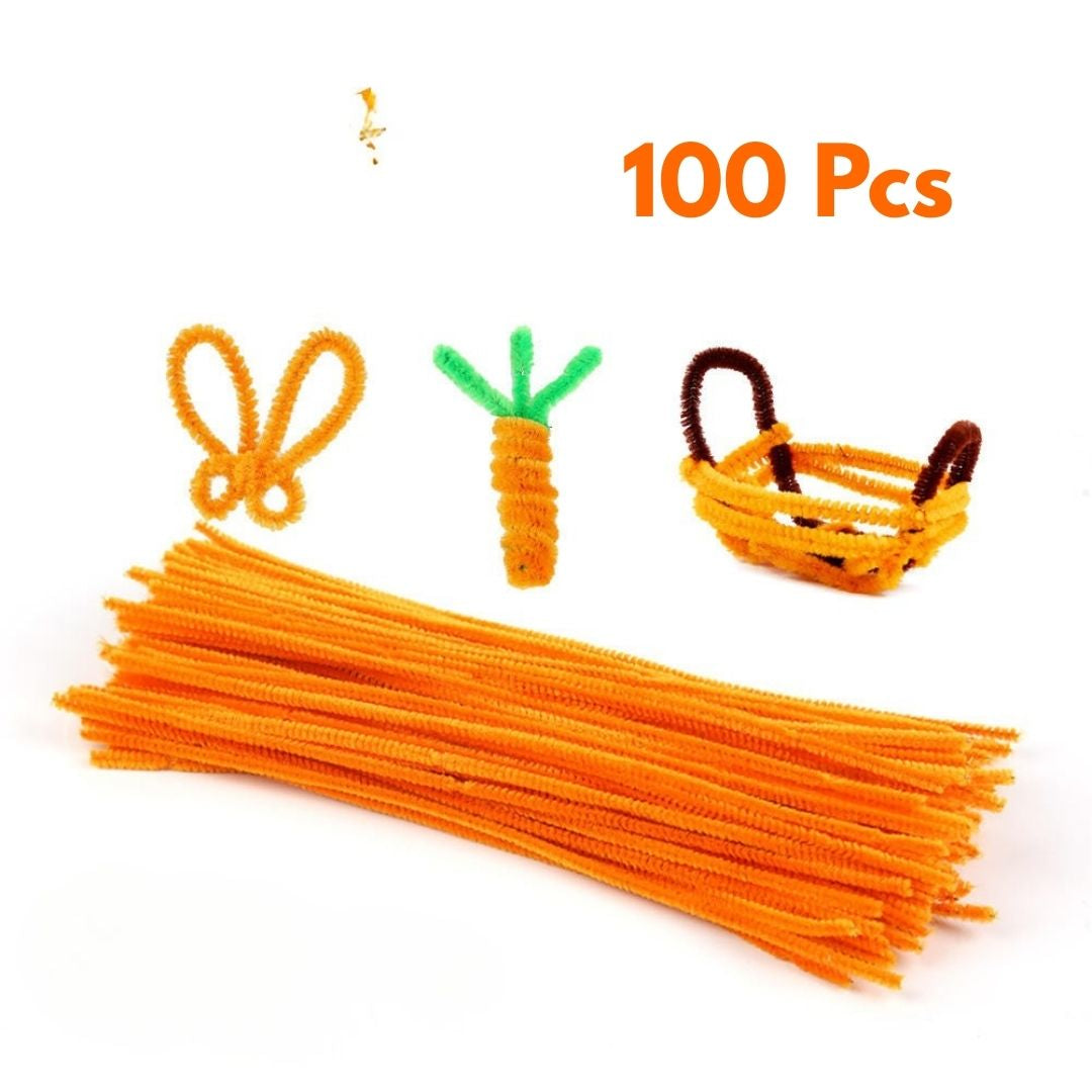 Tangerine Plain Pipe Cleaner for Craft and Bouquet l Pack of 100Pc