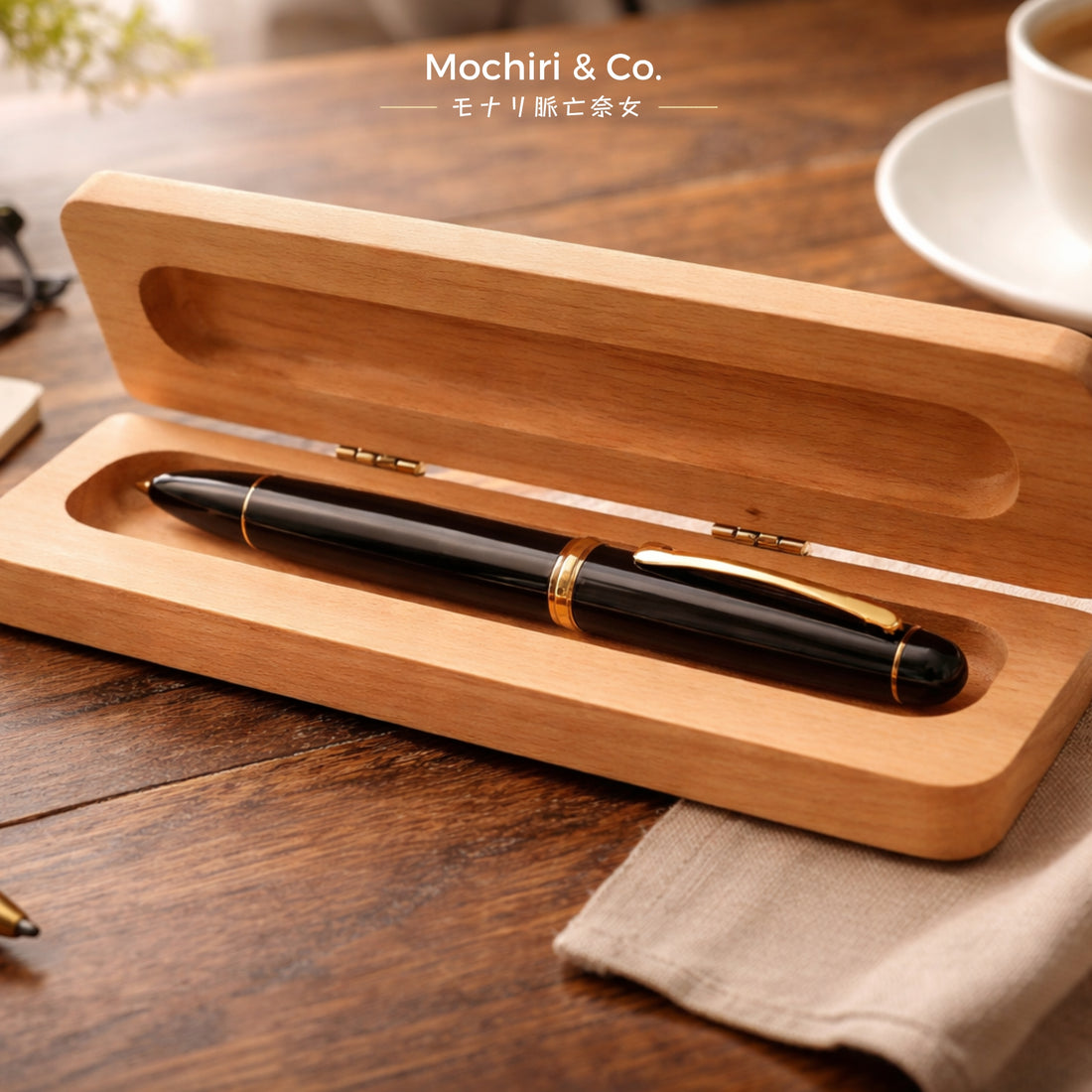 Mochiri & Co. Japan – Artisan Wooden Fountain Pen Case (Single Slot) | Leakproof, Absorbent Interior | Premium Portable Storage