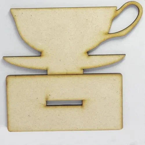Laser Cut MDF Tea Cup with Stand (8x4.5cm, 4mm Thick)