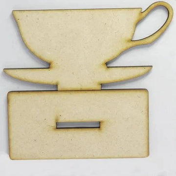 Laser Cut MDF Tea Cup with Stand (8x4.5cm, 4mm Thick)