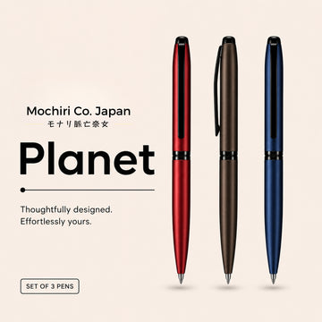 Mochiri & Co. Japan inspired Planet 小さな惑星 Mini Roller Ball Pens Pack of 3