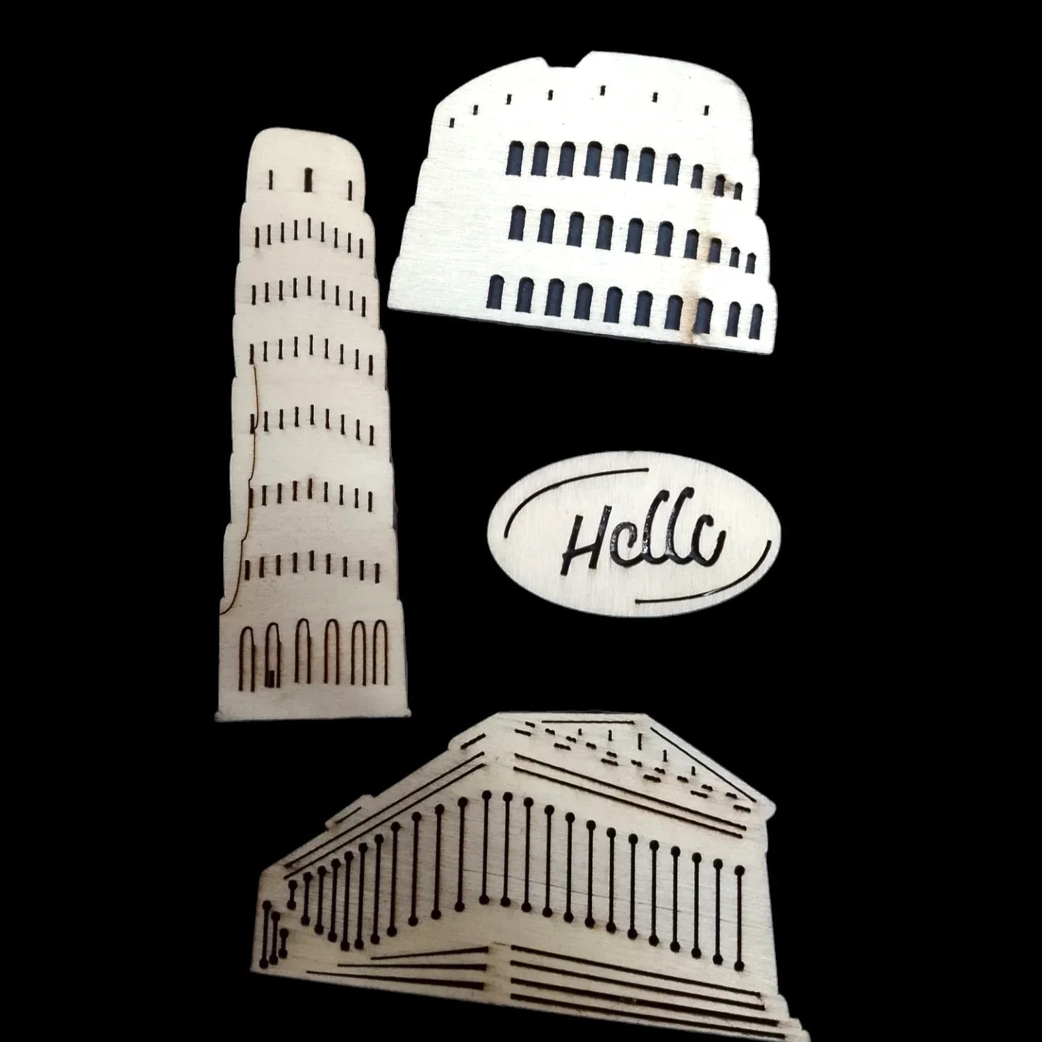 Wooden Monuments Embellishments Pack - Scrapbooking & Crafts