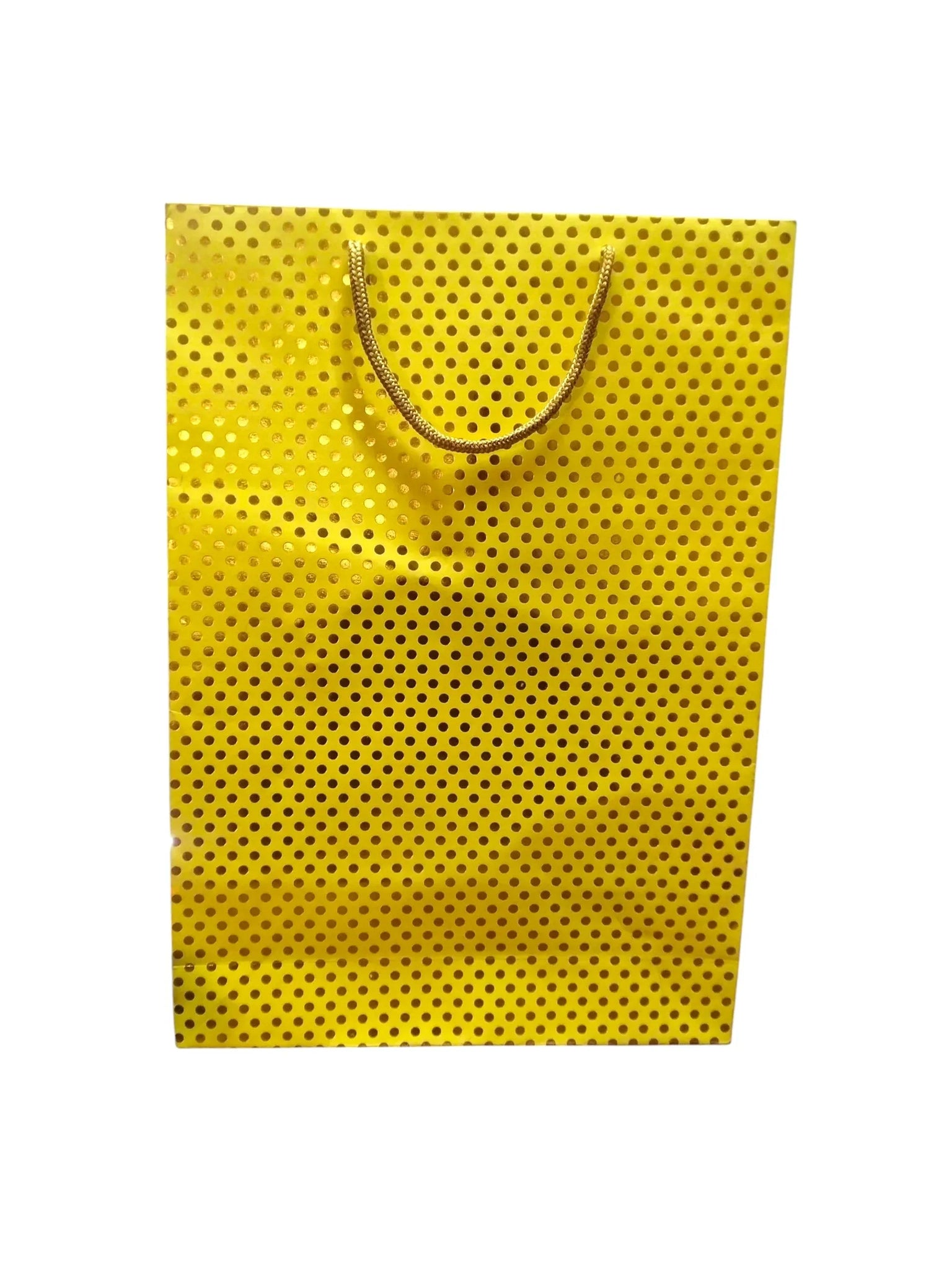 Yellow And Golden Polka Dots Paper Bag 14x10x3