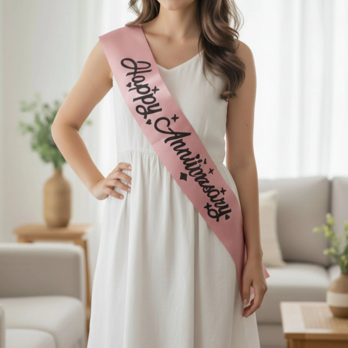 Happy Anniversary Sash Rose gold