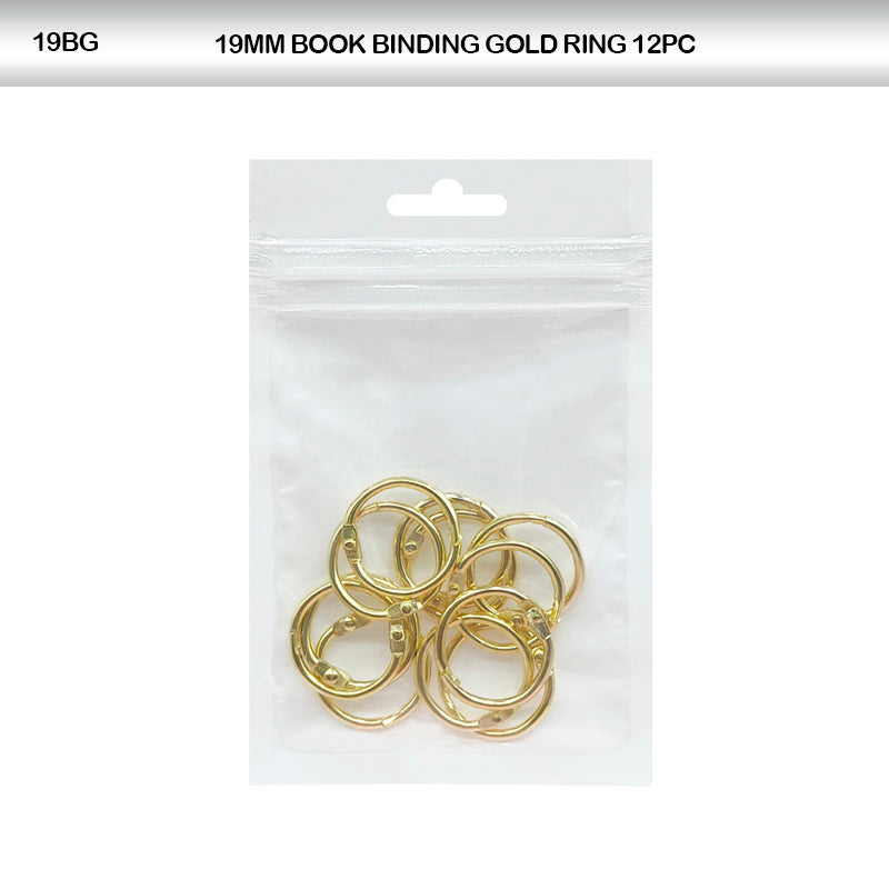 Book binding scrapbook rings Gold 19Mm Ring 12Pc (19Bg)
