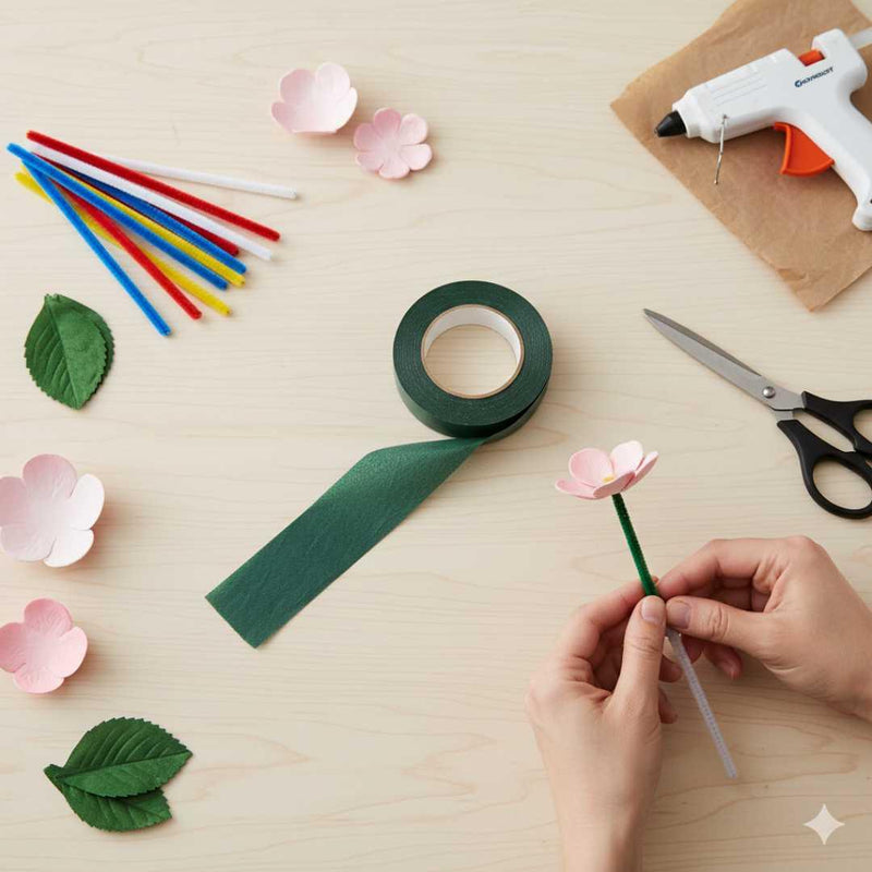 (Buy 1 get 1 free ) Premium Craft Flower Making Tape l Dark Green  l  Used in combination with pipe cleaners