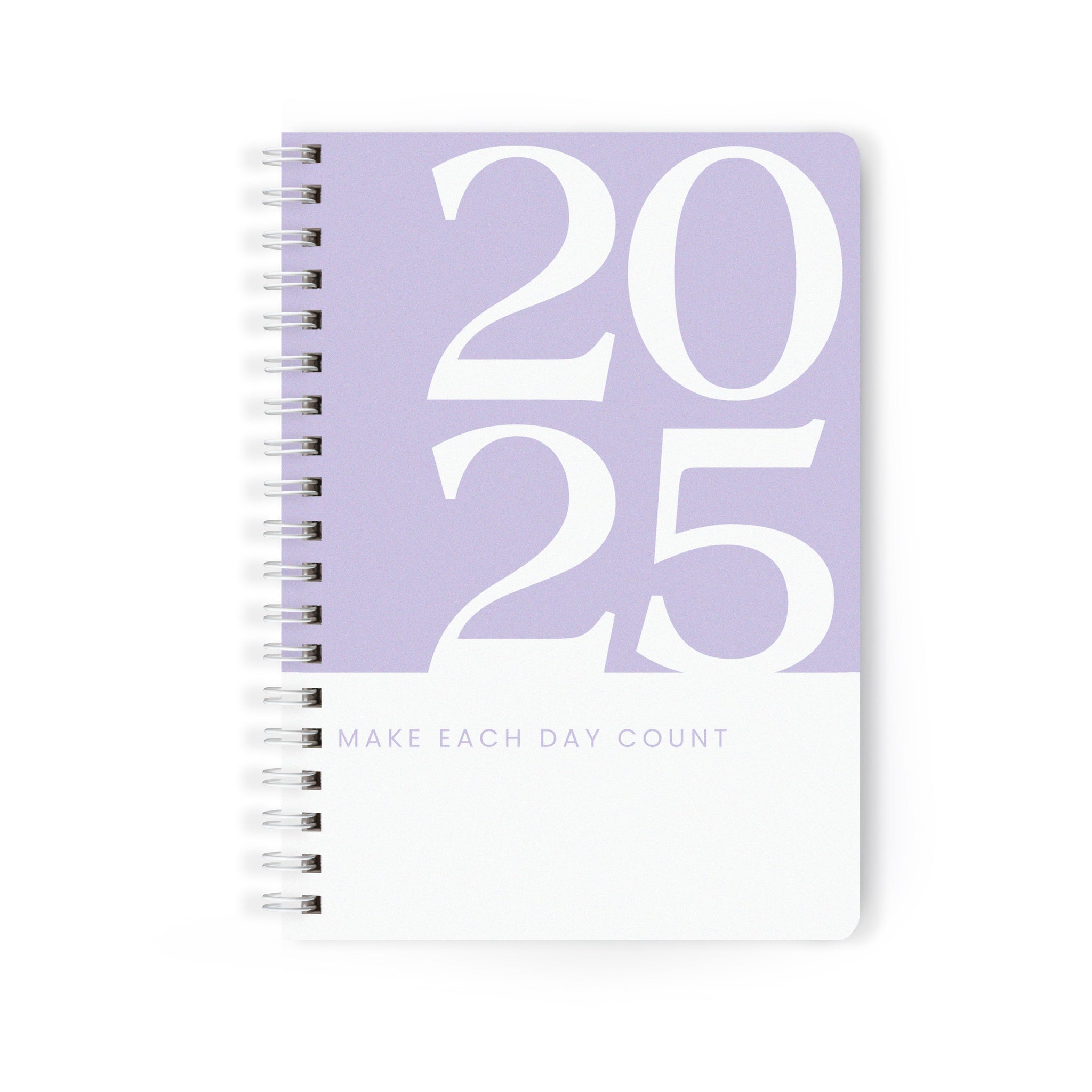 Ruled Spiral Journal for 2025 with calendar (Lilac)