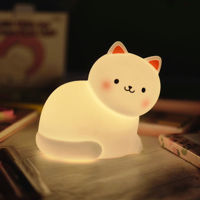 Cute Cat Night Lamp for Kids, Soft Silicone Nursery Night Lamp Rechargeable l Pack of 1