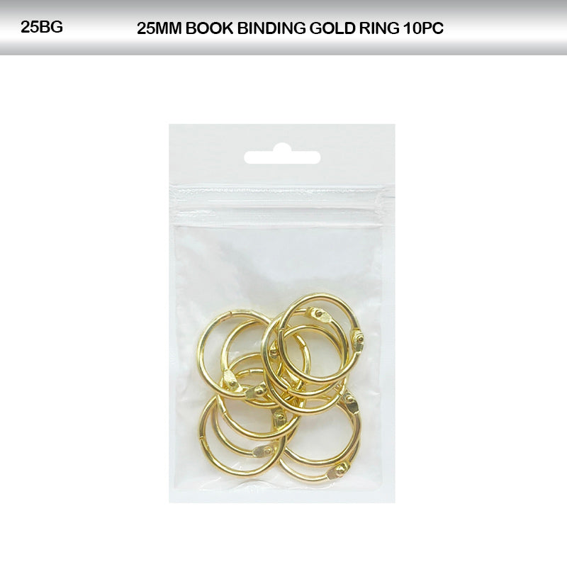 Book binding scrapbook rings Gold 25Mm Ring 10Pc (25Bg)