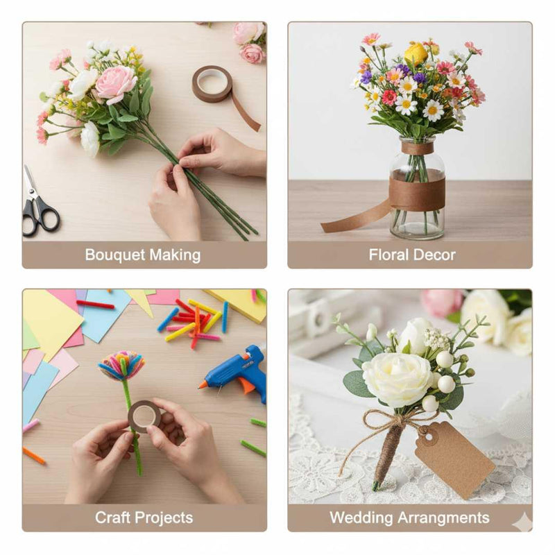 (Buy 1 Get 1 Free) Premium Craft Flower Making Tape l Brown l Pack of 1 l  CFTB-BN | Used in combination with pipe cleaners