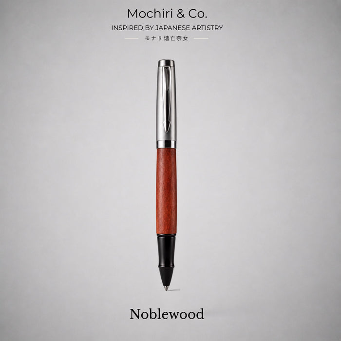 Mochiri & Co. Japan Inspired Noblewood Premium Roller Ball Pen | Wooden Barrel | Metal Cap | Smooth Writing | Refillable
