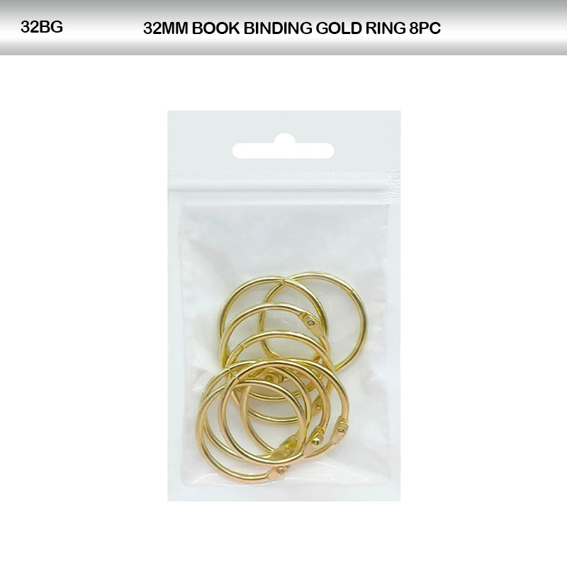 Gold Book Binding Rings 32mm - Pack of 8 for Albums & Scrapbooks