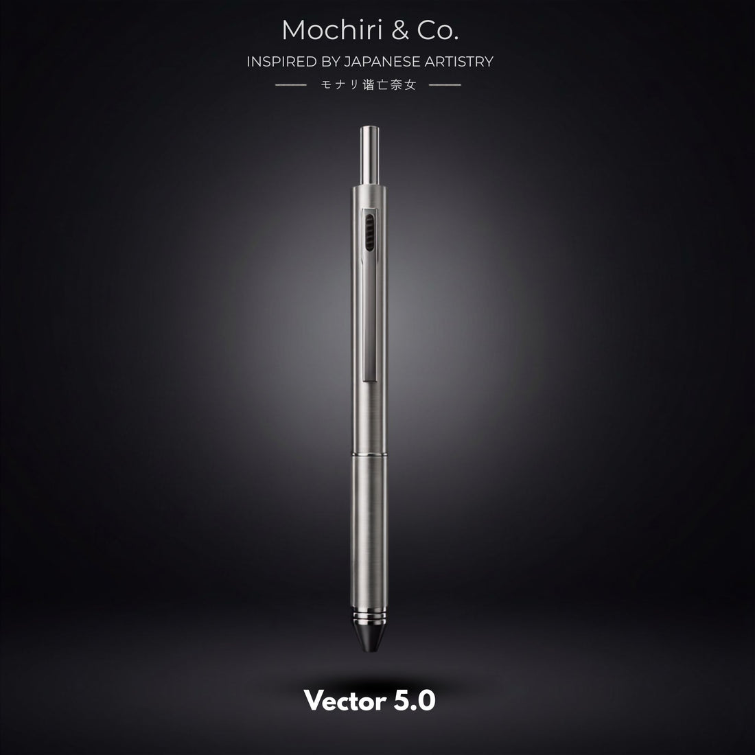 Mochiri & Co. Japan inspired VECTOR 5 | Matte Silver 4-in-1 Multi-Function Writing Instrument | 3 Ink Colours + 0.5mm Pencil