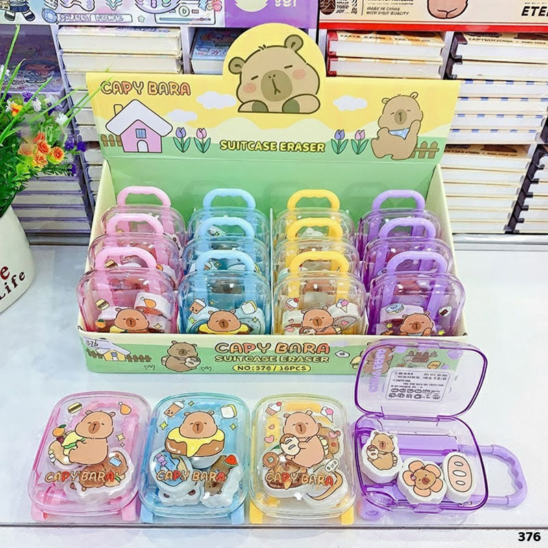 Capybara Trolley Eraser Set
