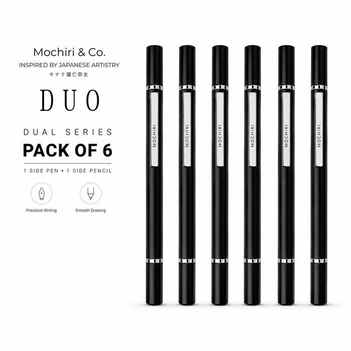 Mochiri & Co. Japan inspired Duo Series Writing instrument I Ball Pen & Endless Pencil Combined I Writes 3X Longer I Pack of 6.