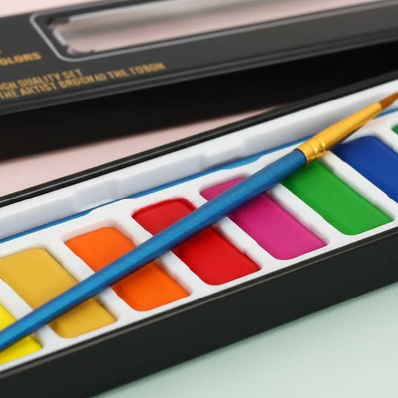 Vibrant Palette: Explore 12 Exquisite Watercolors | 12 shade watercolors with brush