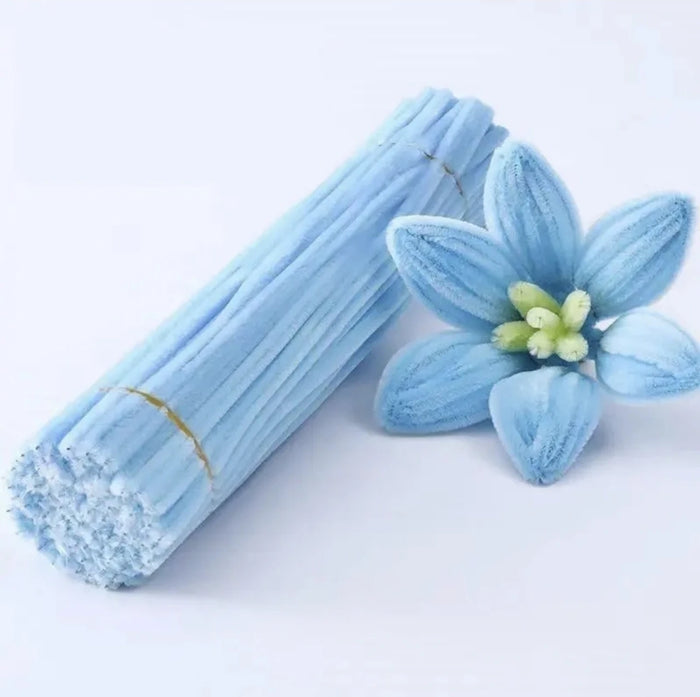 Pastel Blue Plain Pipe Cleaner for Craft and Bouquet l Pack of 100Pc