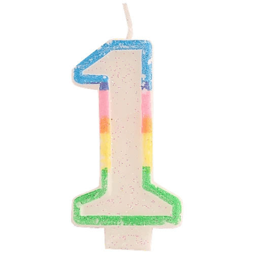 Number birthday cake candle - multicolor