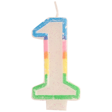 Number birthday cake candle - multicolor