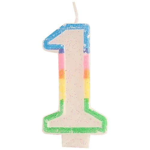 Number birthday cake candle - multicolor