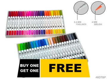 (Buy 1 Get 1 Free) Dual Tip Brush Pen 48 Colour Set