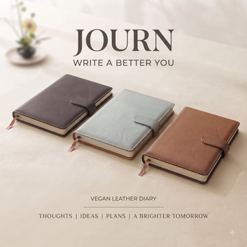 Mochiri & Co. JOURN EDITION Vegan Leather Diary | Premium A5 Notebook with Magnetic Lock & Pen Holder