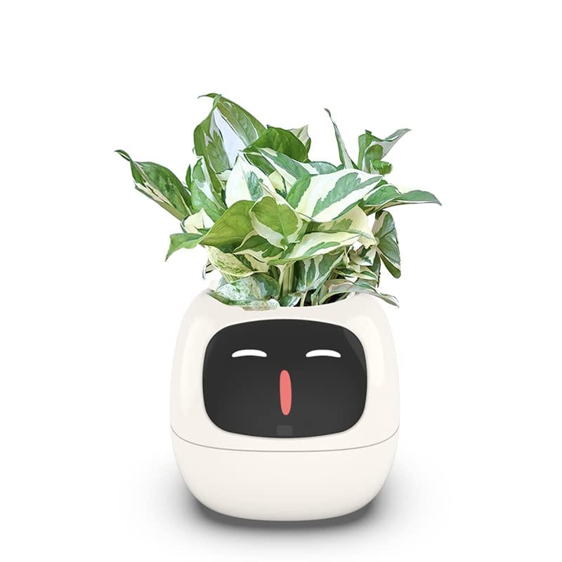 AI Smart Flowerpots for Indoor Plants - Intelligent Pet Planter with Multiple Expressions, 7 Smart Sensors, and AI Chips - Easy and Fun Plant Care for Living Room and Bedroom - Plant-Free, White